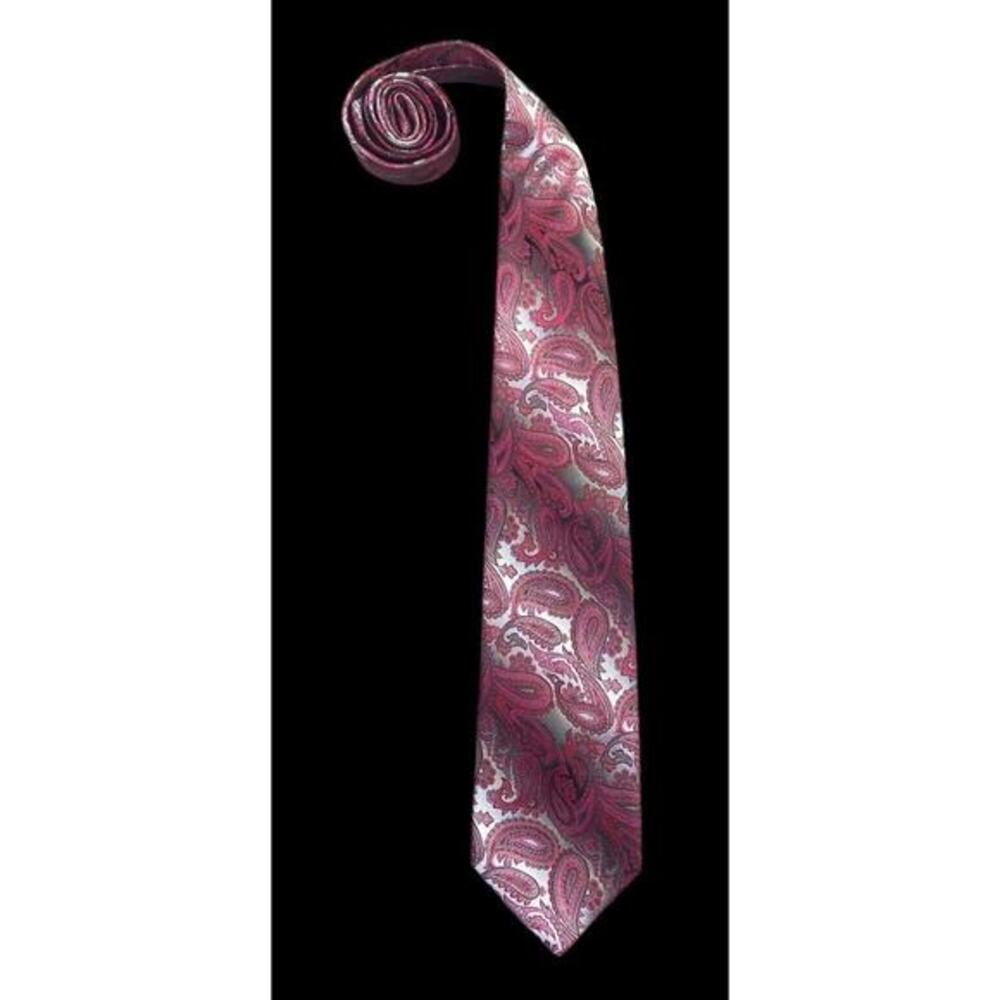 Pierre Cardin Men's Necktie 100% Silk Maroon Gray Black‎ Geometric 58”x 4”